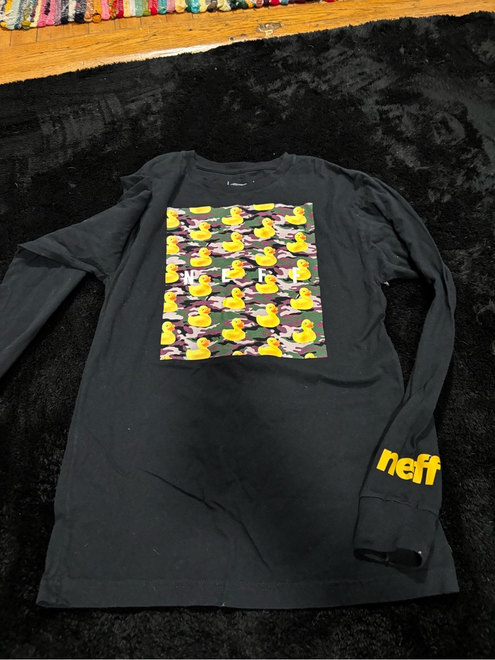 Neff Black Shirt with Yellow Rubber Duck Camo